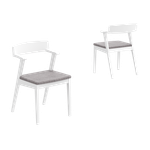 Стул кресло OSTIN 3, белый матовый + серая с узором 119