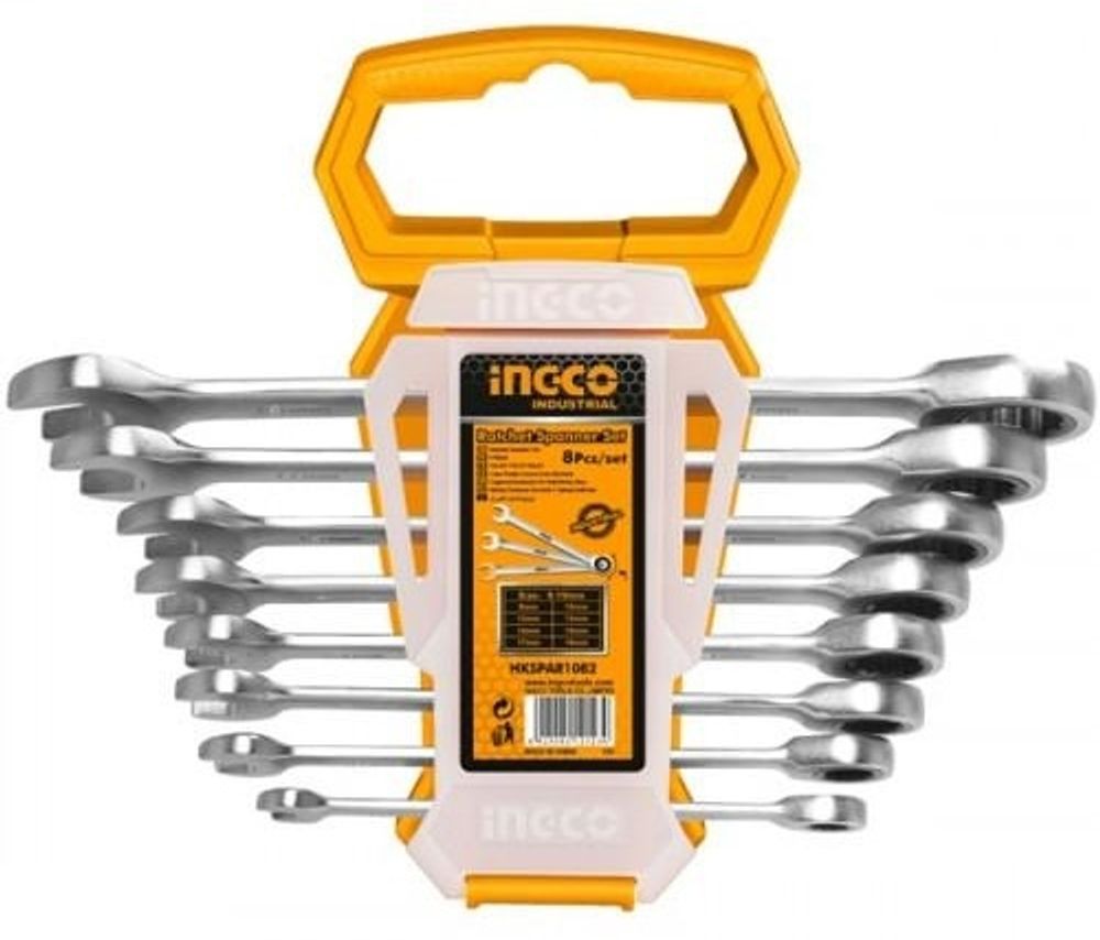 INGCO набор ключей комбинированный 8-18 мм HKSPAR1082, 8 шт