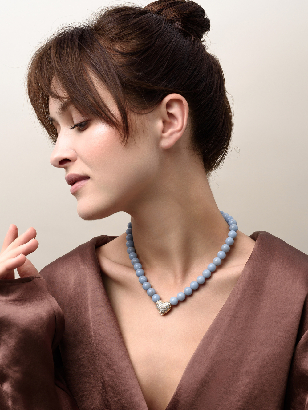 Колье "Autumn Heart Blue" Gold