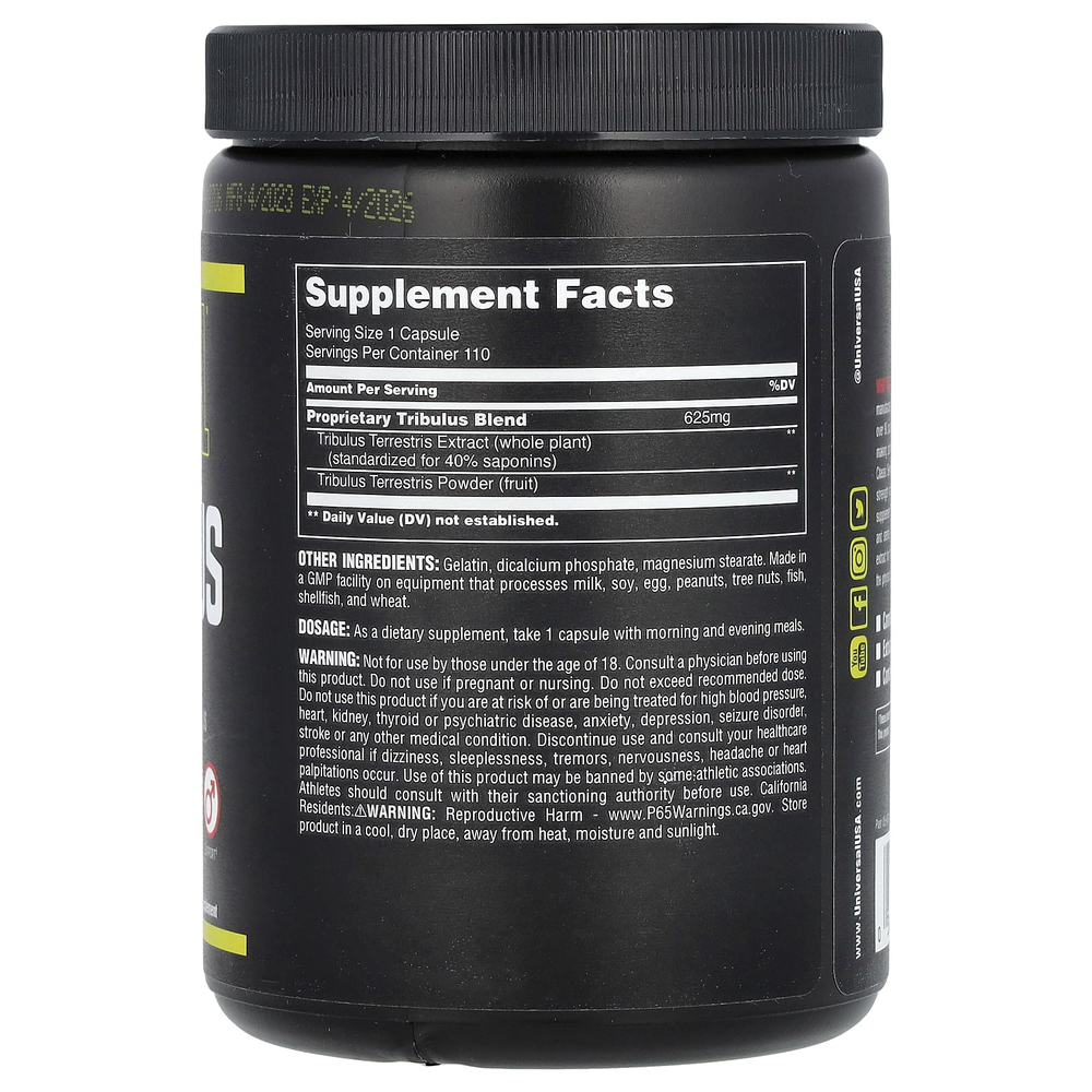 Universal U, Classic Series, Tribulus Pro, профессиональная добавка с якорцами, 110 капсул