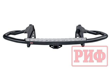 Бампер задний силовой/защита штатного бампера Toyota Land Cruiser Prado 120 c квадратом под фаркоп РИФ