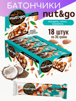 Батончик "Nut&Go" с миндалём, кокосом и карамелью 18х36г