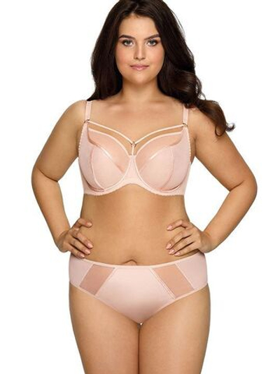 Бюстгальтер на косточках plus size с декоративными бретелями (Размер: 80K) (Цвет: телесный)