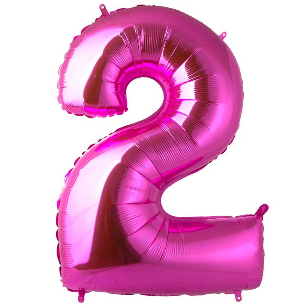 Шар фольгированный Цифра 2 101 см (Розовый)