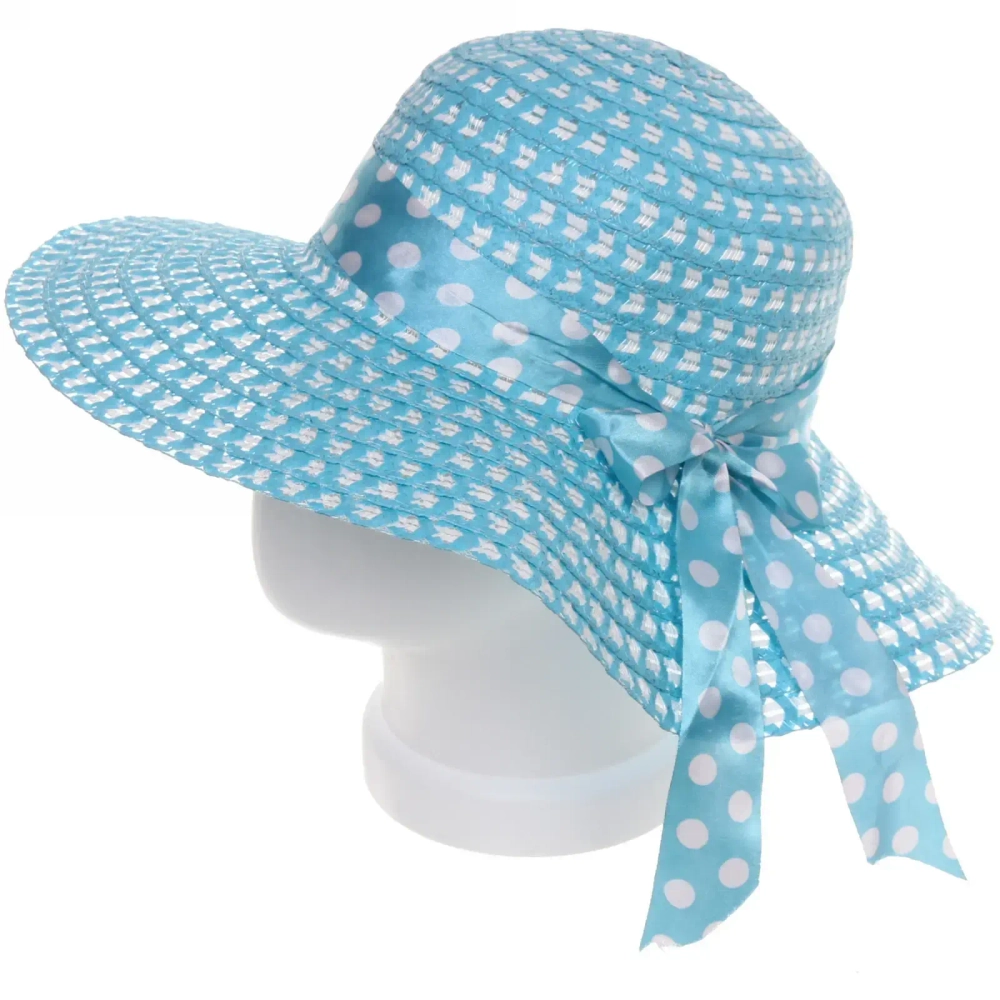 Шляпа женская с широкими полями «Summer», цвет голубой, р58, ширина полей 10см