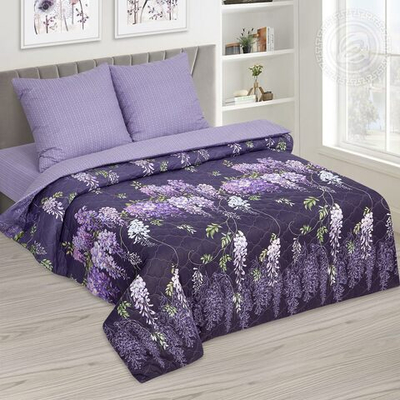 Постельное белье ЗИМА-ЛЕТО из поплина 1,5 спальное Глициния 630 АРТПОСТЕЛЬ