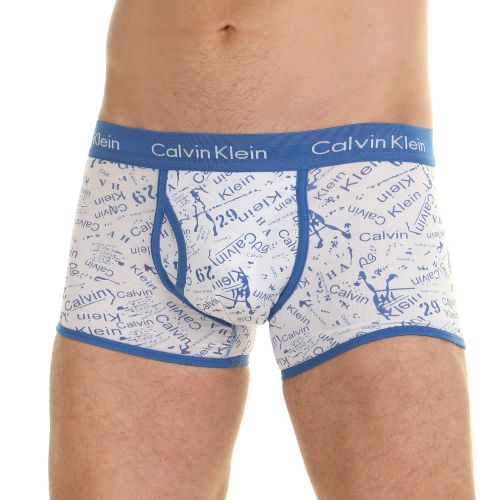 Мужские трусы боксеры белые с синим принтом Calvin Klein 365 Blue Picasso Print