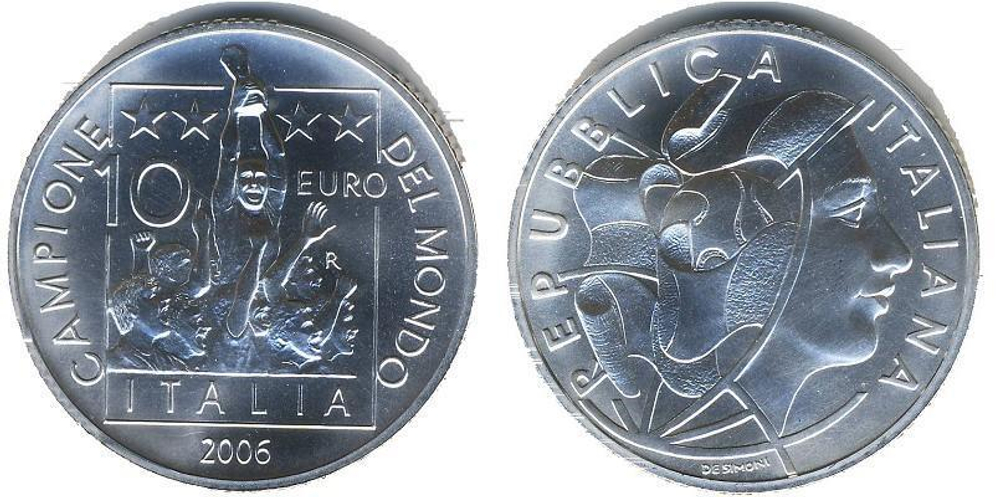 10 евро Чемпионат мира по футболу в Германии 2006 г. Италия 2006 г.
