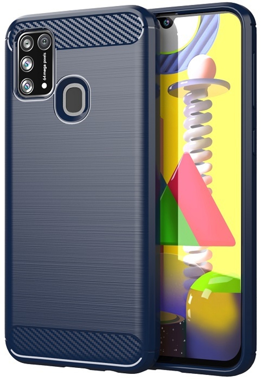 Чехол синего цвета для Samsung Galaxy M31, серии Carbon от Caseport