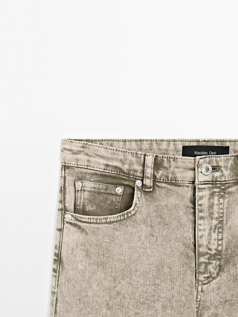 Massimo Dutti Джинсы прямого кроя из смесового хлопка со средней посадкой, зеленый