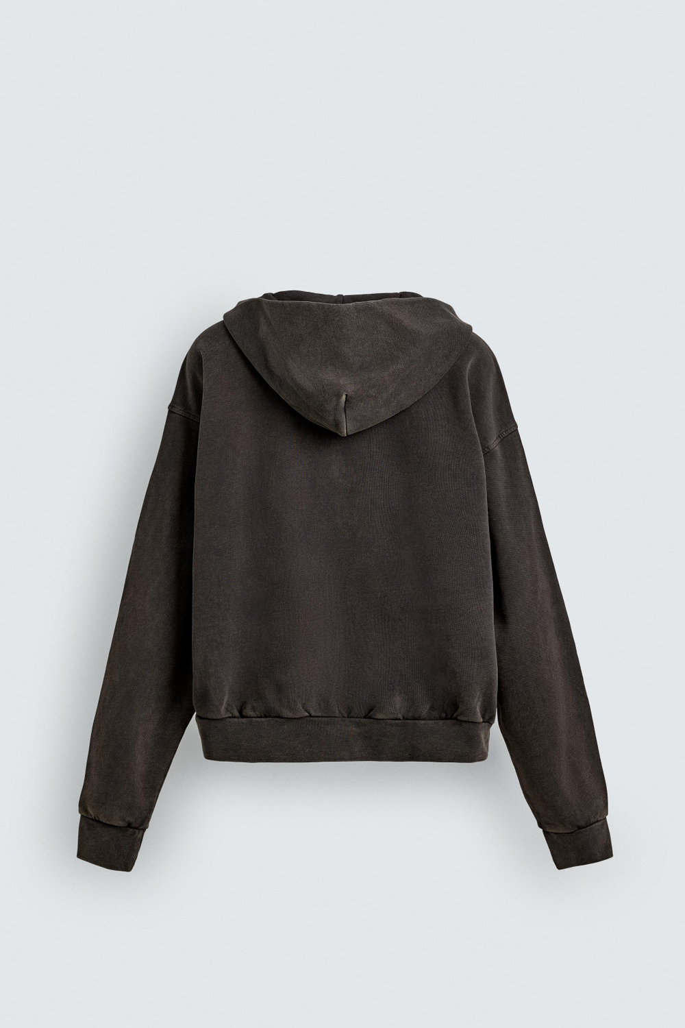 ZARA ТОЛСТОВКА С ЭФФЕКТОМ ПОТЕРТОСТИ НА МОЛНИИ С КАПЮШОНОМ, ТЕМНО-КОРИЧНЕВЫЙ