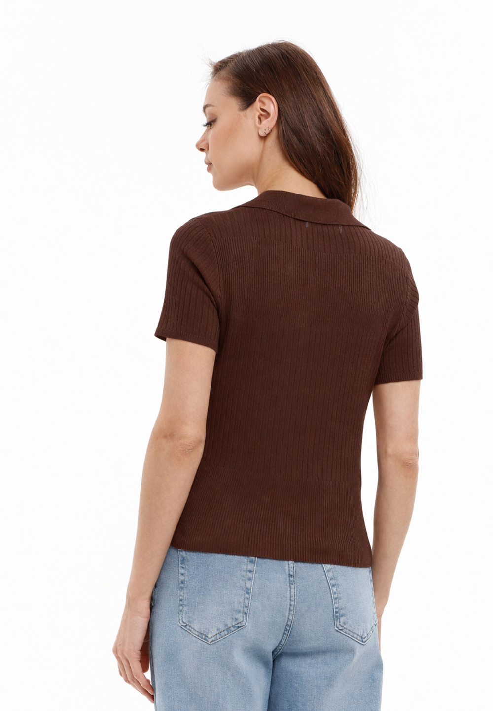 Поло фактурной вязки на пуговицах