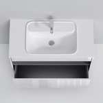 База под раковину с нишей и 1 ящиком, 100 см, белый глянец, универсальная