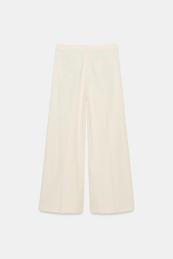 ZARA БРЮКИ WIDE-LEG С ЗАЩИПАМИ — ZW COLLECTION, ЭКРЮ