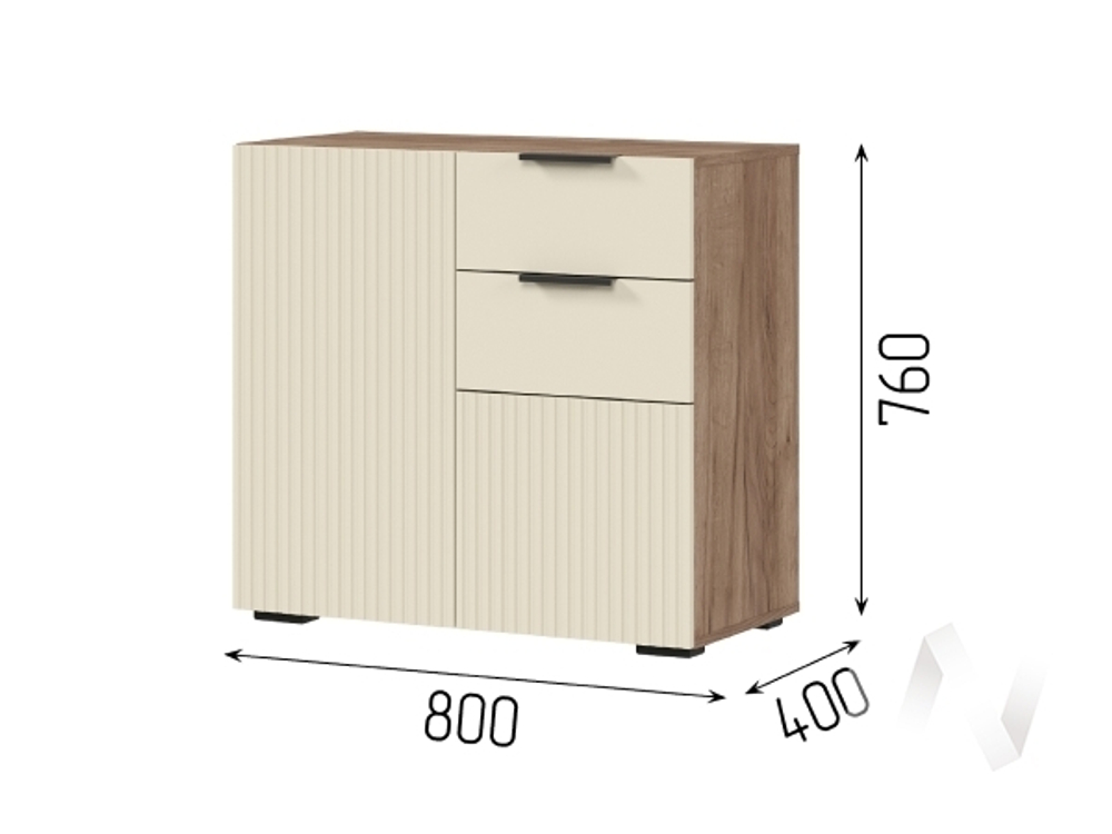 Комод 800 КМ 02 МС Соната (дуб крафт табачный/кашемир)