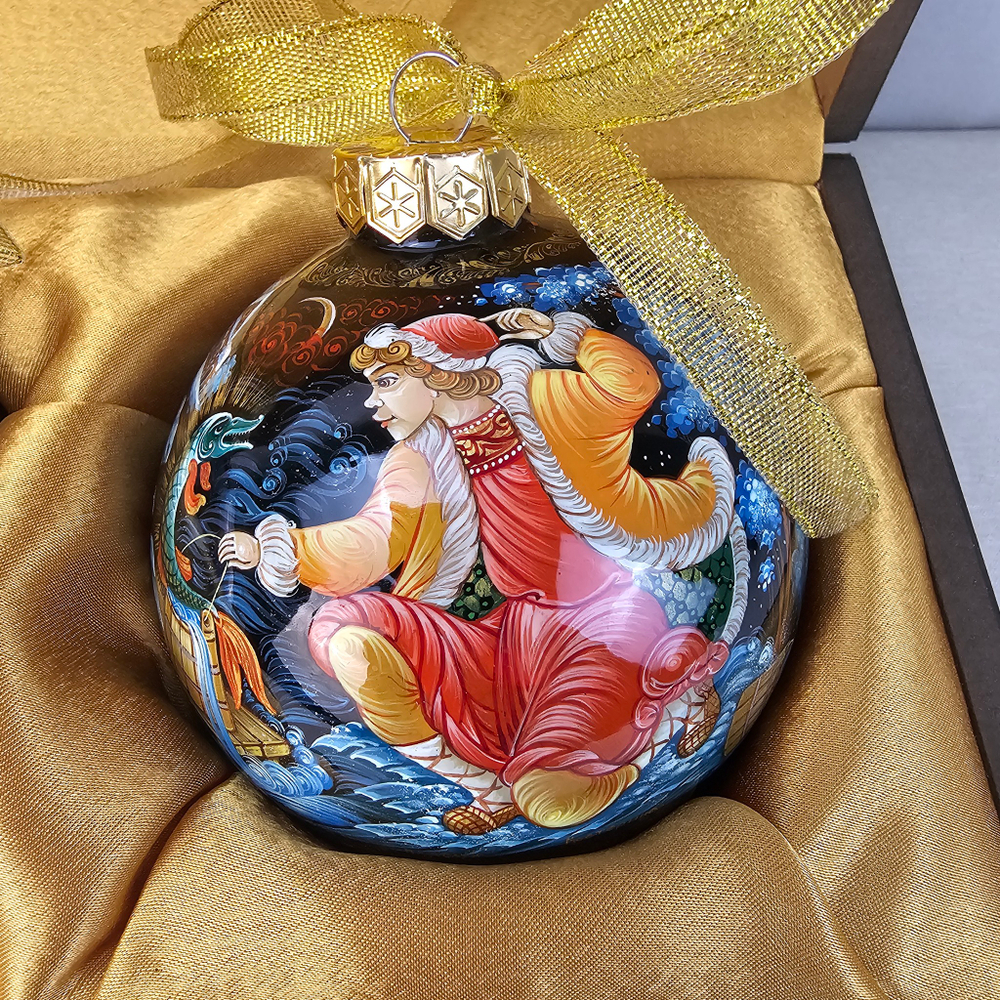 Набор из 3-х ёлочных шаров  "Сказки" с росписью Палех