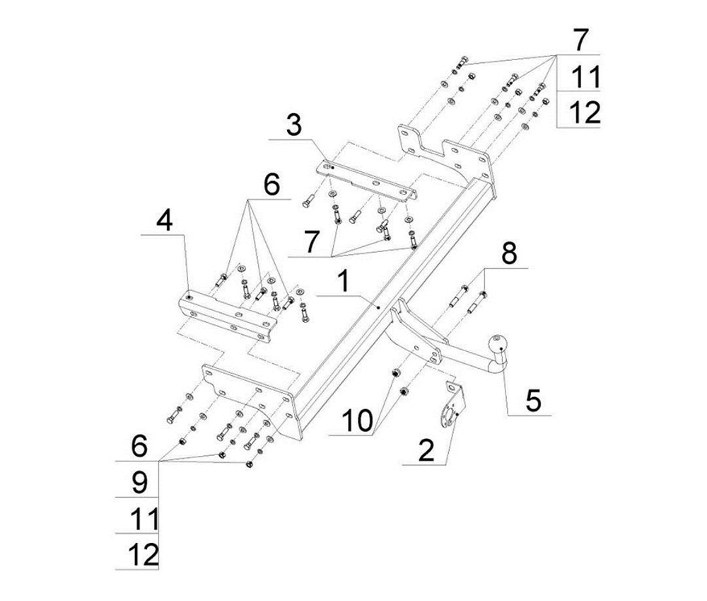Фаркоп для Mitsubishi Outlander 2003-2007 Тип шара: A. Нагрузки: 1500/75 кг, MI 24