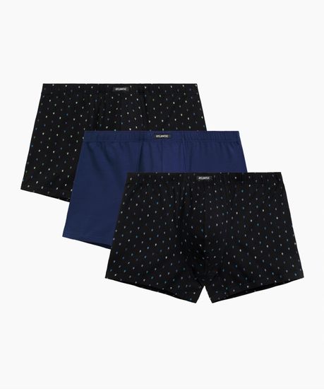 Трусы мужские боксеры (3шт), Atlantic 3MH-220, хлопок, черный + темно-голубой + черный