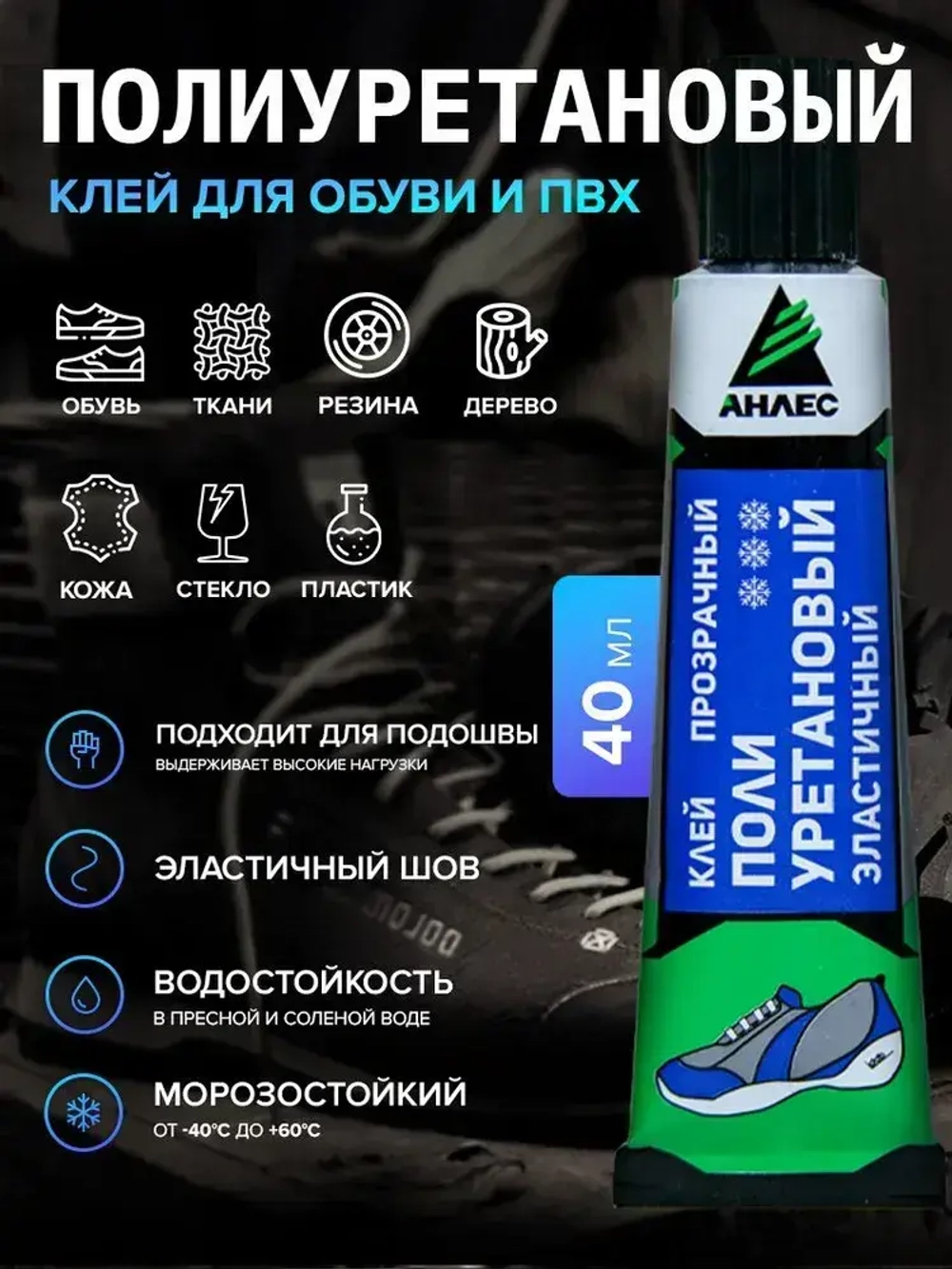 Клей полиуретановый для обуви подошвы ПВХ и лодок десмокол Анлес 40мл