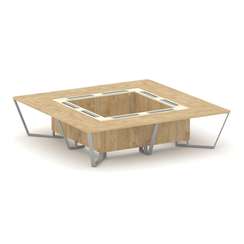 Steel Meet Стол переговорный квадратный KMK-PR.B.SP-16K Тиквуд Светлый/Ваниль Глянец/Металл Серый 32