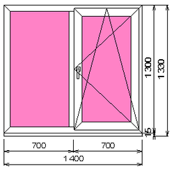 Пластиковое окно 1300 х 1400 ТермА Эко