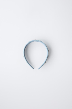 ZARA ДЖИНСОВЫЙ ОБОДОК С ЗАКЛЕПКАМИ, ГОЛУБОЙ