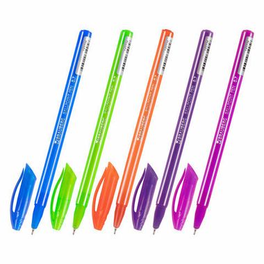 Ручка шариковая масляная BRAUBERG STRIPES, СИНЯЯ, корпус ассорти,узел 0,7 мм, линия письма 0,35 мм, 143736