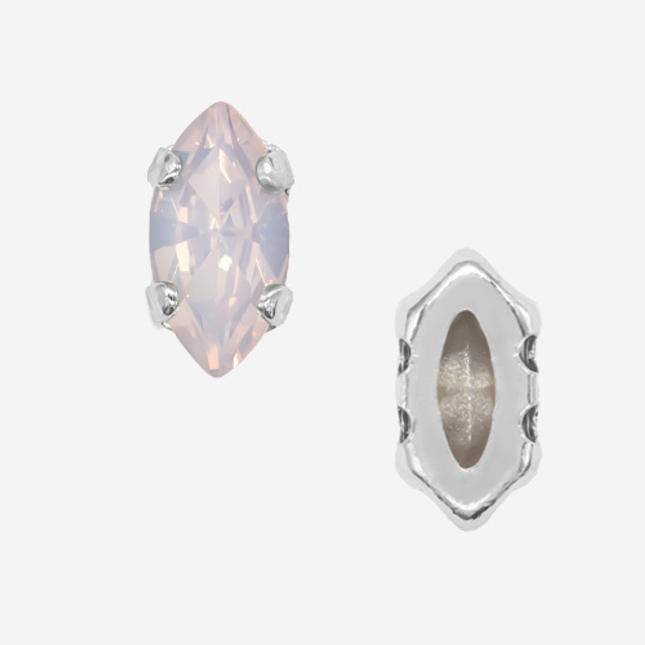 Кристалл Маркиз (Marquise Fancy Stone) в цапах, оттенок "Розовый Опал"/"Rose Water Opal", 8*4мм, родирование
