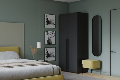 Распашной двухсекционный шкаф Лорена Пакс-2 Черный 0190 PE 80*40*200 см, Черный   Фиеста