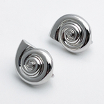 Ювелирные швензы Аммонит с родиевым покрытием, размер 16*12 мм, цена за пару