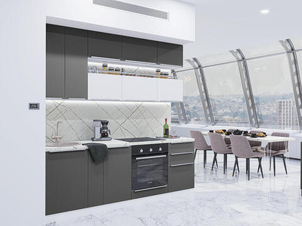 Прямая модульная кухня Фьюжн-01 Stormy Silk/Silky White - Белый 2340*2300*600