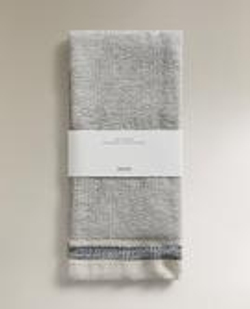 ZARA HOME КУХОННОЕ ПОЛОТЕНЦЕ ИЗ МАХРОВОГО ХЛОПКА С КОНТРАСТНОЙ ОТДЕЛКОЙ, СИНИЙ