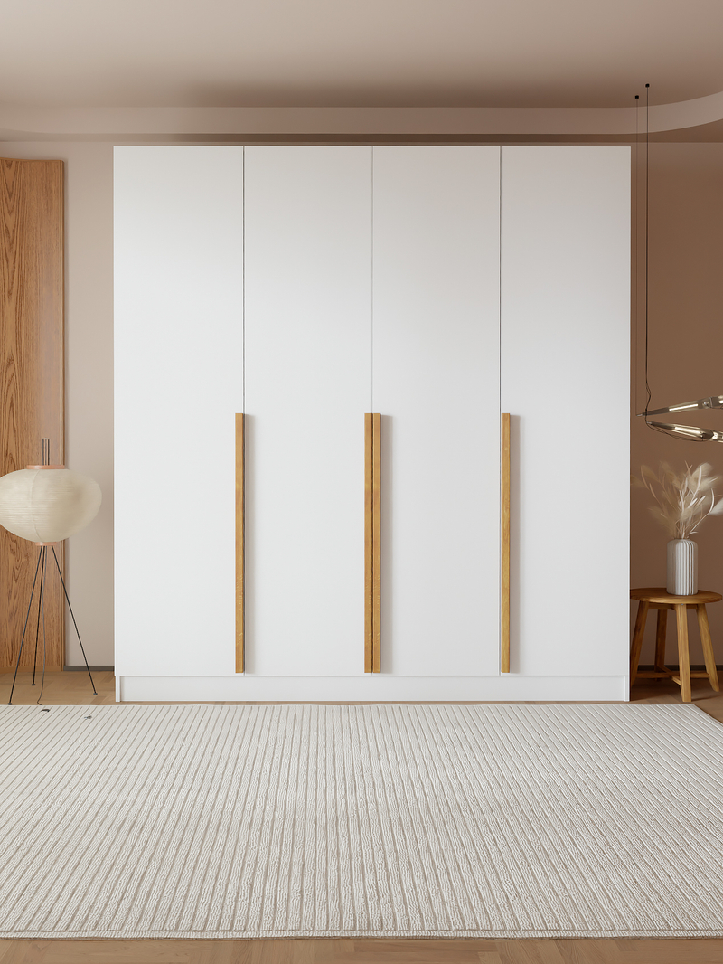 Шкаф распашной, 200х58х215, Джамбо, четырехдверный, с дубовыми ручками, белый, Dipriz