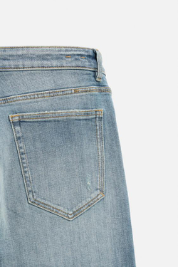 ZARA ДЖИНСЫ SKINNY FIT С РАЗРЕЗАМИ, ЗЕЛЕНОВАТО-СИНИЙ