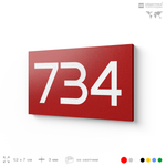 Номер на дверь 734, табличка на дверь для офиса, квартиры, кабинета, аудитории, склада, красная 120х70 мм, Айдентика Технолоджи