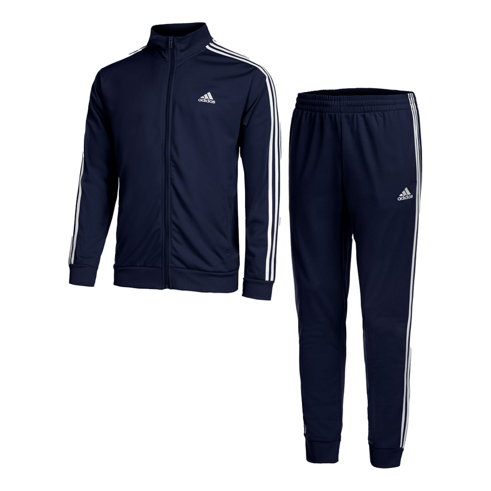 Мужские теннисные Костюмы adidas Sportswear Basic 3-Stripes Tricot Tracksuit Men - Dark Blue, White