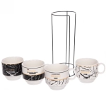 Набор кружек на стойке 200мл «Мрамор» светлый