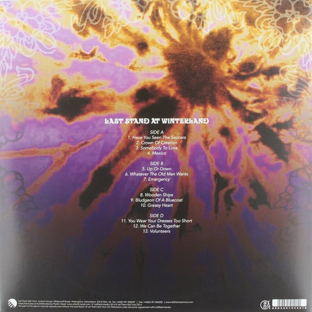 Jefferson Airplane / Last Stand At Winterland 1970 Radio Broadcast (Clear Vinyl)(2LP)