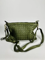 Женская сумка-клатч из натуральной кожи оливкового цвета