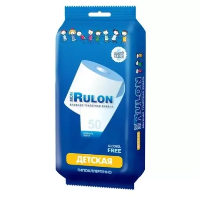 Mon Rulon  50 шт Влажная туалетная бумага детская *28