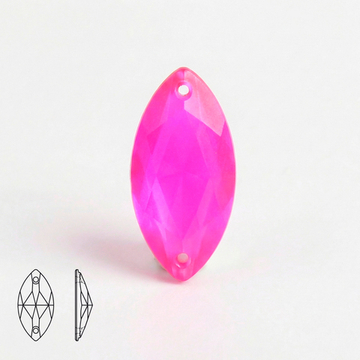 Стеклянные пришивные стразы Navette, цвет Neon Pink