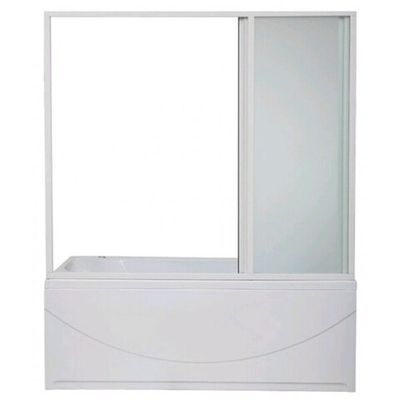 Шторка раздвижная на борт ванны BAS 160x145 профиль белый стекло матовое