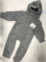 Комбинезон на выписку вязаный "АйШах"  (Цвет: Черный, Размер: 80)