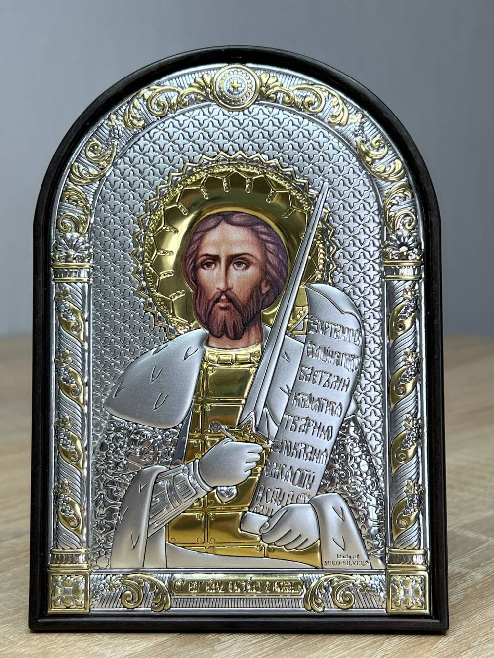 Александр Невский, икона арочная, пластик 96х138