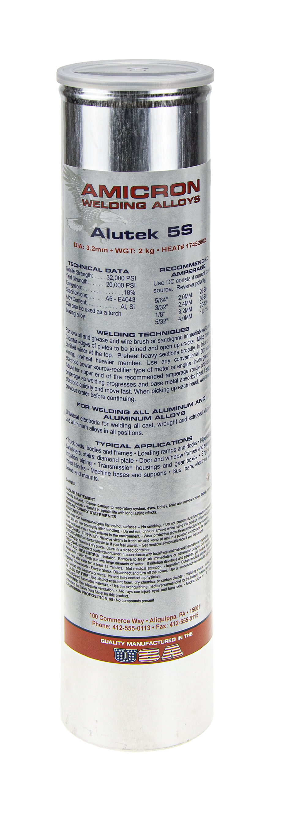 Alutek 5S d.3,2 (уп 2кг) Сварочные электроды Amicron W.A. (2/8) 06AMAL32