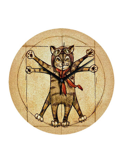 Часы настенные деревянные IDEAL "Кот идеальные пропорции", 30 см, бесшумные Декор для дома, подарок