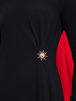 Платье миди с брошкой (черное)