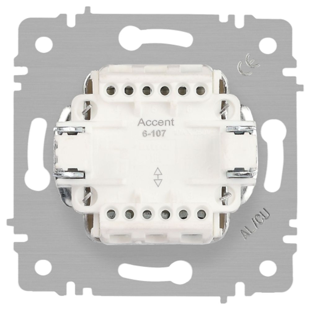 Переключатель Intro Accent 6-107-02 двойной, 10А-250В, IP20, СУ, AL/CU, слоновая кость