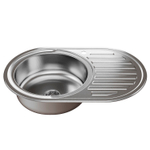 Мойка овал 77х50 (0,8) лев вып 3 1/2 MIXLINE 18см с сифоном ДЕКОР