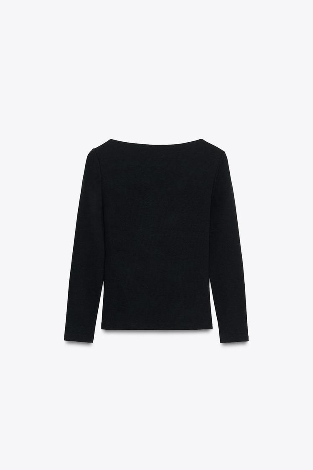 ZARA ФУТБОЛКА С ОБЪЕМНЫМ ЦВЕТКОМ, ЧЕРНЫЙ